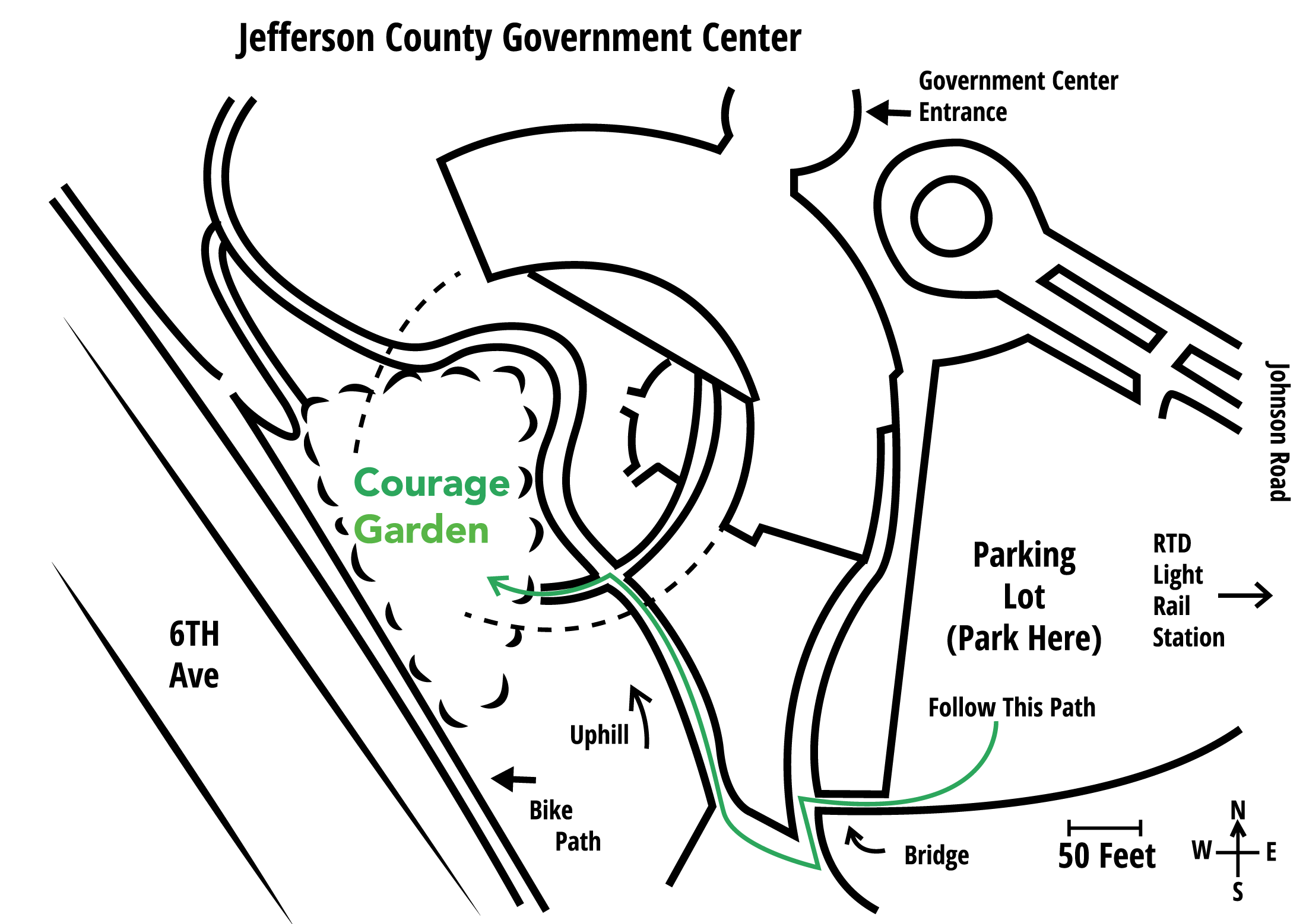 Wide angle map of the Jefferson County Courage Garden